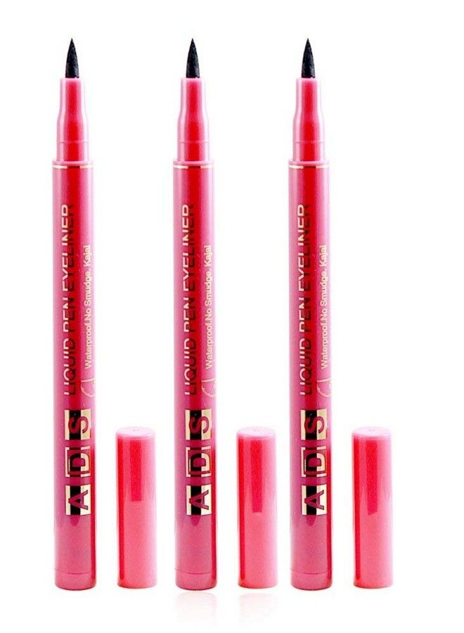 adbeni Liquied Long Lasting Pen Eyeliner Waterproof No Smudge Kajal Sbundle With Liner & Rubber Band 902 Pack Of 3 - Image 2