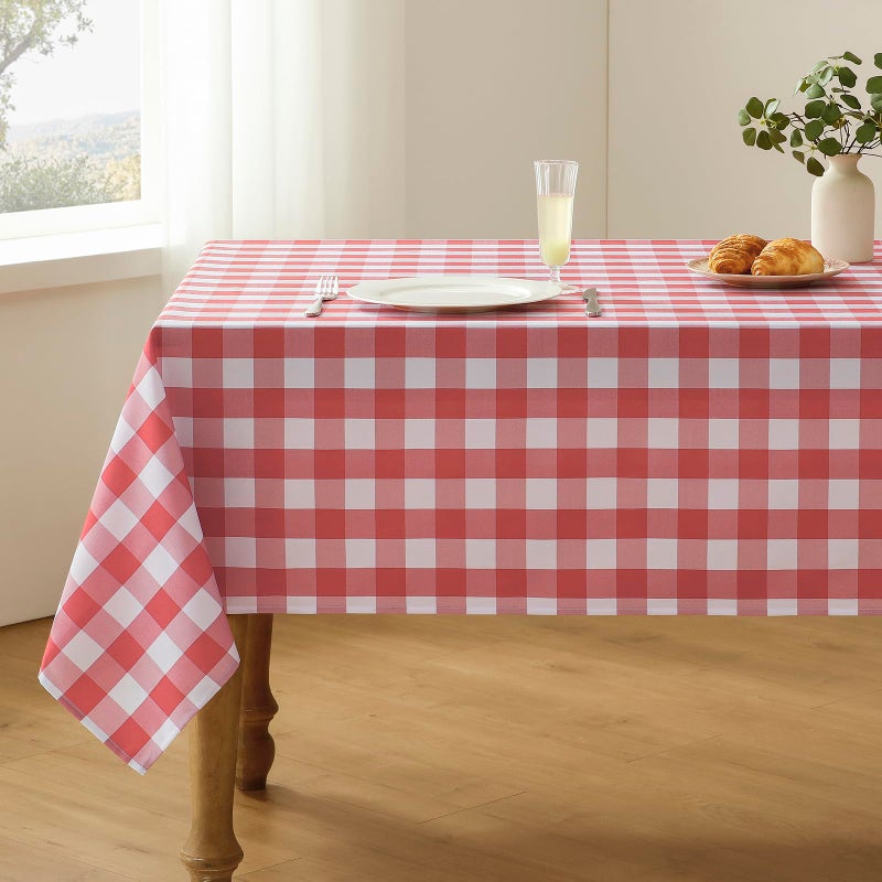 Veblandy Checkered Tablecloth Rectangle Waterproof Gingham Table Cloth Washable Buffalo Plaid Table Cover Wrinkle Free for Kitchen Dining and Outdoor Picnic 60 x 120 Inch Red and White