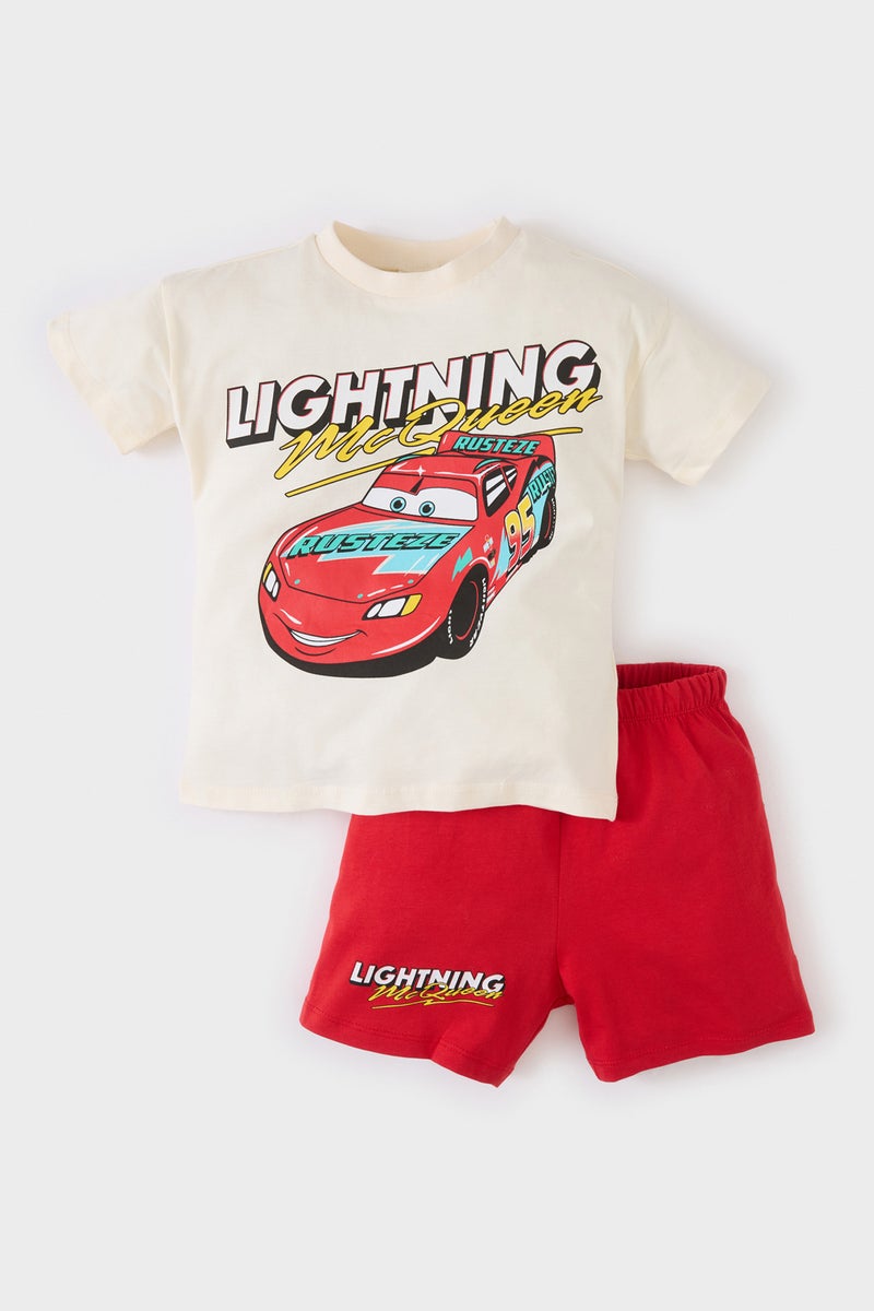 DeFacto Baby Boy Cars T Shirt Elastic Waist Shorts 2 Piece Set  - Image 1