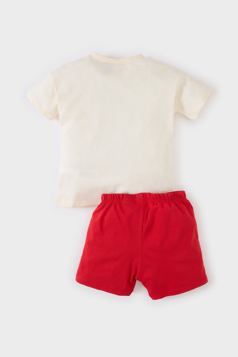 DeFacto Beige BabyBoy Baby Boy Cars T-Shirt Elastic Waist Shorts 2 Piece Set Casual - Image 4