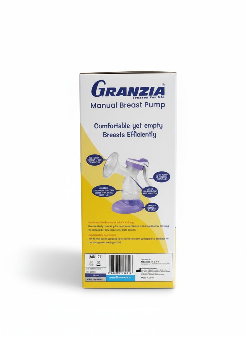  جرانزيا مضخة حليب يدوية من Granzia – Comfort & Safety مصممة خصيصاً للأمهات لإرضاع صحي ومريح مع وسادة سيليكون ناعمة وضمان سنتين. - Image 5