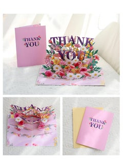 LKTOCAFT Thank You Design 3D Pop-Up Card, Greeting Card for Mother's Day, Birthday, Wedding, Party, Gift Back, Sturdy and Solid Cardstock Gift Card with Envelope and Thank You Card  - Image 4