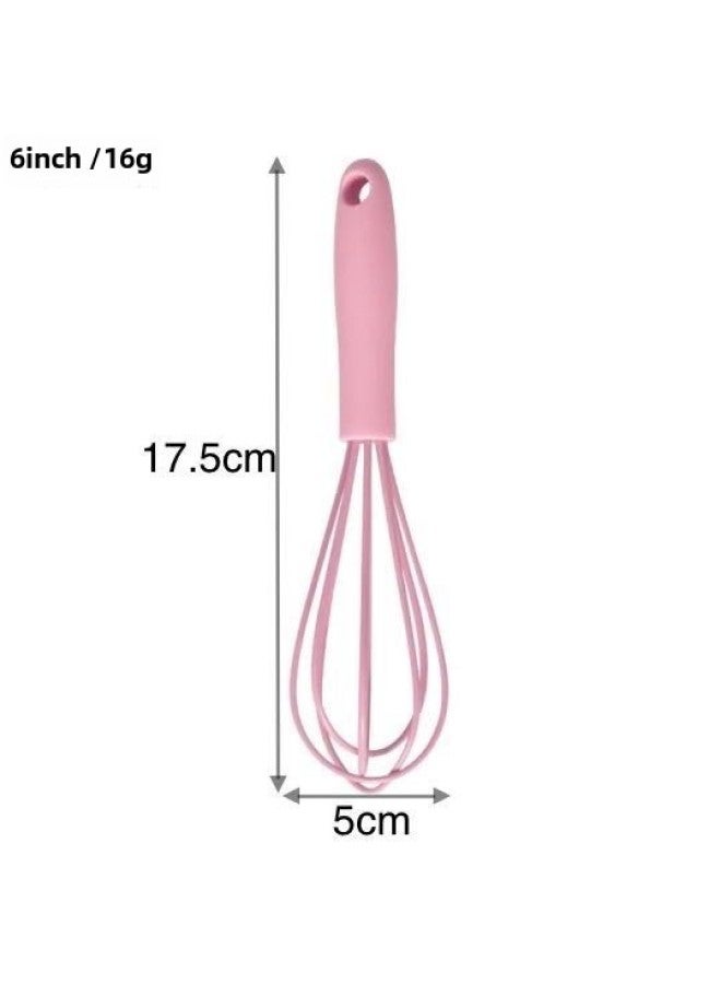 6 Inch Mini Children's Special Egg Beater Cream Egg Mixer Food Grade Silicone Baking Tools In Stock-Color:Pink  - Image 1