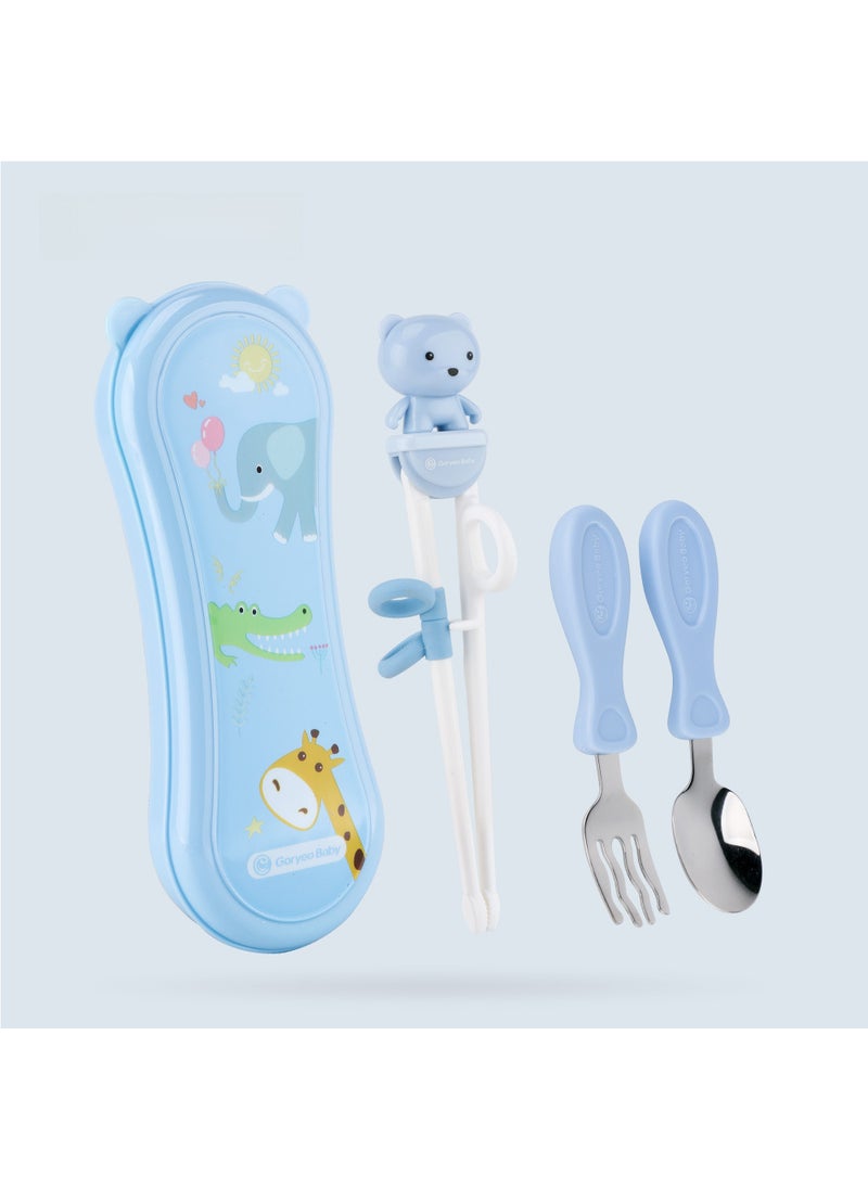 Generic - Kids Training Chopsticks Set for ToddlersBear learning Chopsticks + spoon + fork box Bear learning Chopsticks + spoon + fork box - Image 1