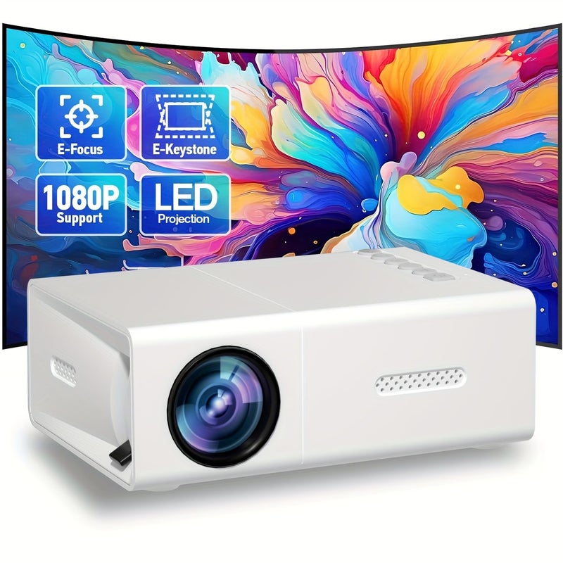 بروجيكتور صغير محمول أبيض بالكامل USB دقة أصلية 240P خرج 1080P نظام تبريد صامت تصميم عصري ومضغوط مسرح منزلي حفلة - Image 1