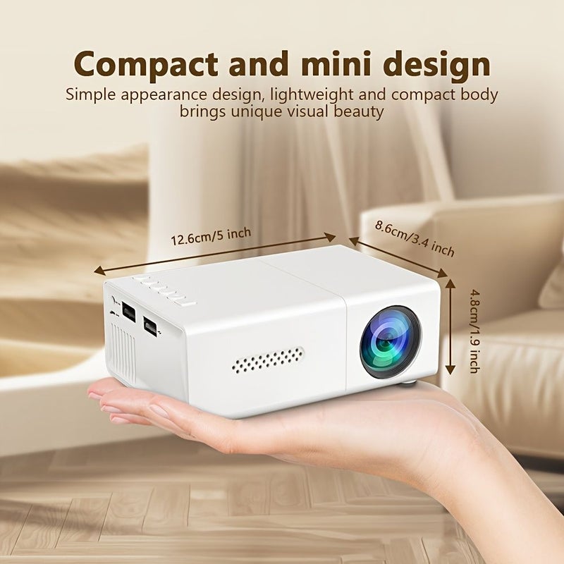 بروجيكتور صغير محمول أبيض بالكامل USB دقة أصلية 240P خرج 1080P نظام تبريد صامت تصميم عصري ومضغوط مسرح منزلي حفلة - Image 5