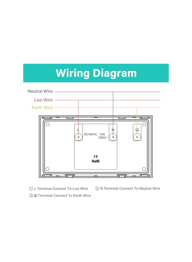 promass Double Switched Wall Socket 2 Gang Grey with Two-USB Charging Ports, 13A Wall Electric Power Socket with Glass Panel - Image 5