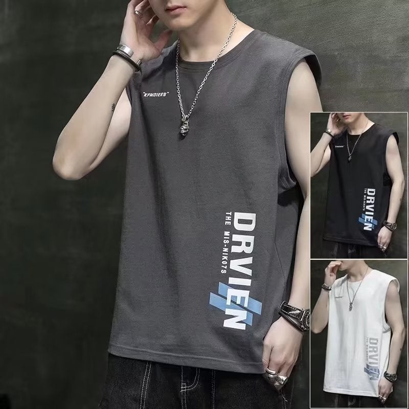 Sleeveless Mens T-Shirt Summer Boys Fashion Brand American Style Waistcoat Mens Sports Fashion Top Black - Image 3