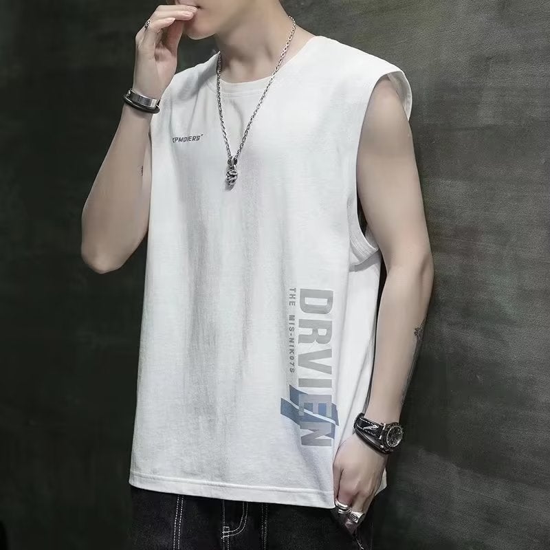 Sleeveless Mens T-Shirt Summer Boys Fashion Brand American Style Waistcoat Mens Sports Fashion Top Black - Image 4