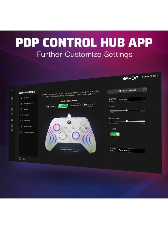 جايمنغ PDP Afterglow Wave Wired RGB Controller for Xbox & PC - White - Image 5