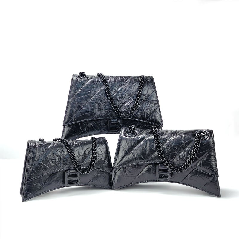 High-End First-Layer Cowhide Hourglass Bag, New Pleated Rhombus Chain Bag, Single Shoulder Crossbody Bag For Women - Image 2