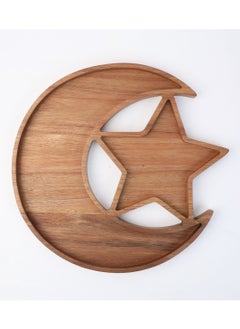 Hilalful HilalFul Wooden Platter Hilal And Star | Multipurpose | Acacia Wood | Kitchenware | Serveware | Trays for Kitchen Decoration | Home Decor Centrepieces for Eid, Ramadan, Eid Al Adha  - Image 1