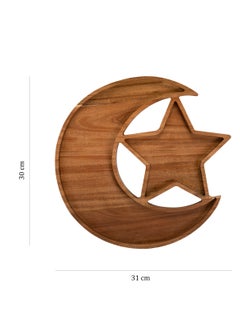Hilalful HilalFul Wooden Platter Hilal And Star | Multipurpose | Acacia Wood | Kitchenware | Serveware | Trays for Kitchen Decoration | Home Decor Centrepieces for Eid, Ramadan, Eid Al Adha  - Image 3