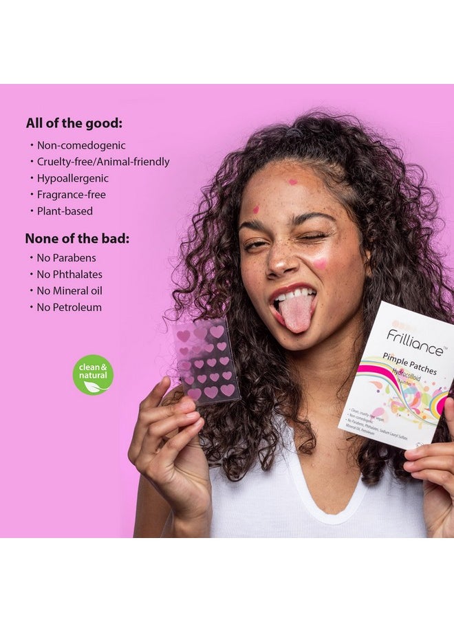 Pink Heart Shaped Hydrocolloid Acne Pimple Patches For Zits And Blemishes (18 Count 2 Sizes) Spot Treatment Stickers For Face & Skin Vegan And Cruelty Free