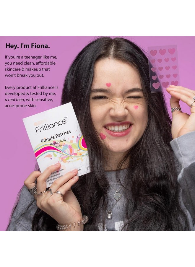 Pink Heart Shaped Hydrocolloid Acne Pimple Patches For Zits And Blemishes (18 Count 2 Sizes) Spot Treatment Stickers For Face & Skin Vegan And Cruelty Free