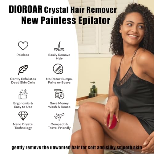 DIOROAR Crystal Hair Eraser,Upgrade Crystal Hair Remover,Physical Nano Glass Hair Removal Device,Painless Epilator and Exfoliator Without Shaver for Quick Soft Silky Skin(Red) - Image 3