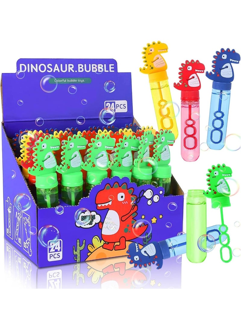 ARGT 24 Pcs Dinosaur Bubble Wand – Mini Bubble Blower Toys for Kids, Party Favors, Wedding & Graduation Gifts, Birthday Outdoor Games, Colorful Bubble Maker Toys for Boys & Girls, Summer Fun (35ml E - Image 1