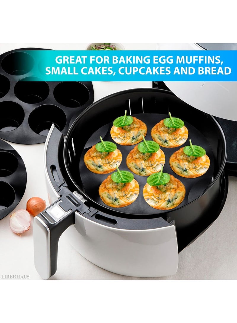 SYOSI Air Fryer Muffin Pan, 7-Cup Silicone Baking Mold, Nonstick Air Fryer Silicone Egg Cups for Baking and Freezing, Easy Release Dishwasher Safe Compatible with 3.5-5.8L Fryers for Home Use - Image 5