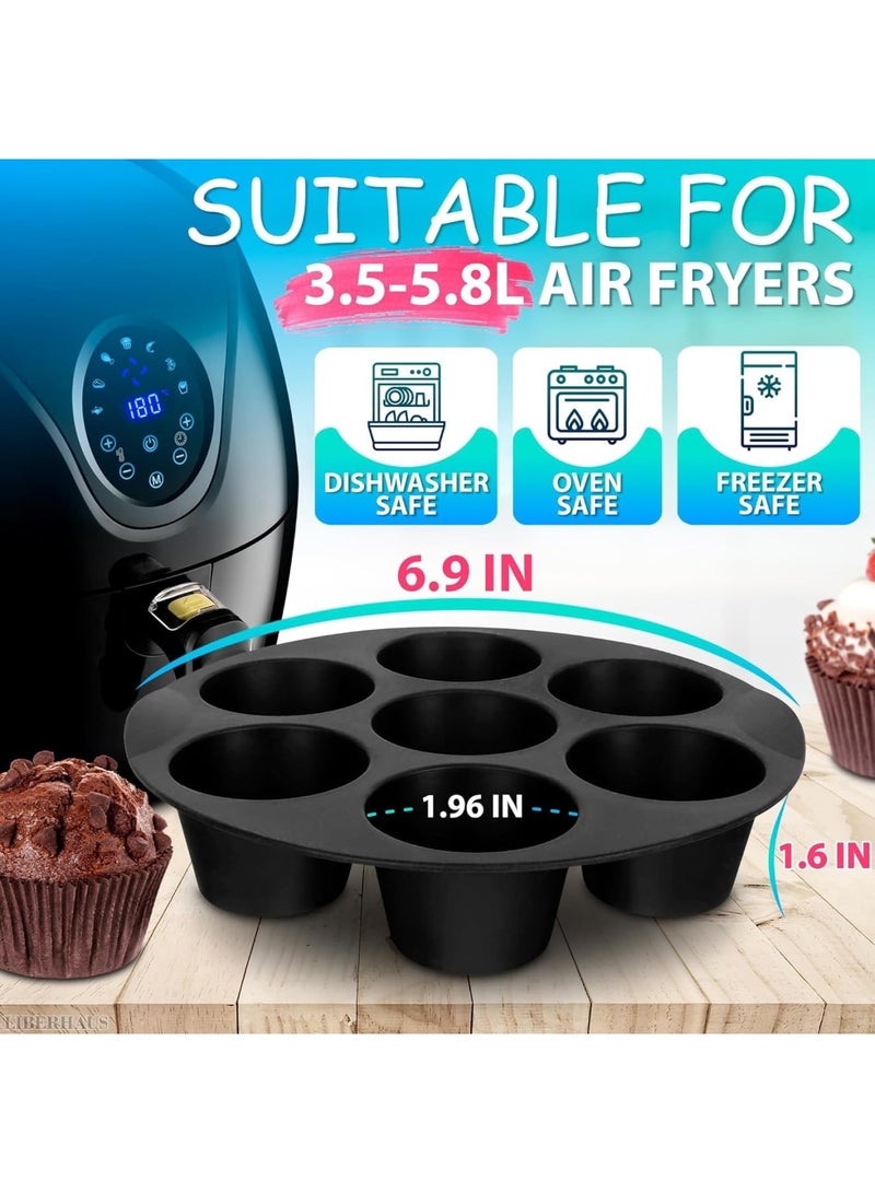SYOSI Air Fryer Muffin Pan, 7-Cup Silicone Baking Mold, Nonstick Air Fryer Silicone Egg Cups for Baking and Freezing, Easy Release Dishwasher Safe Compatible with 3.5-5.8L Fryers for Home Use - Image 2