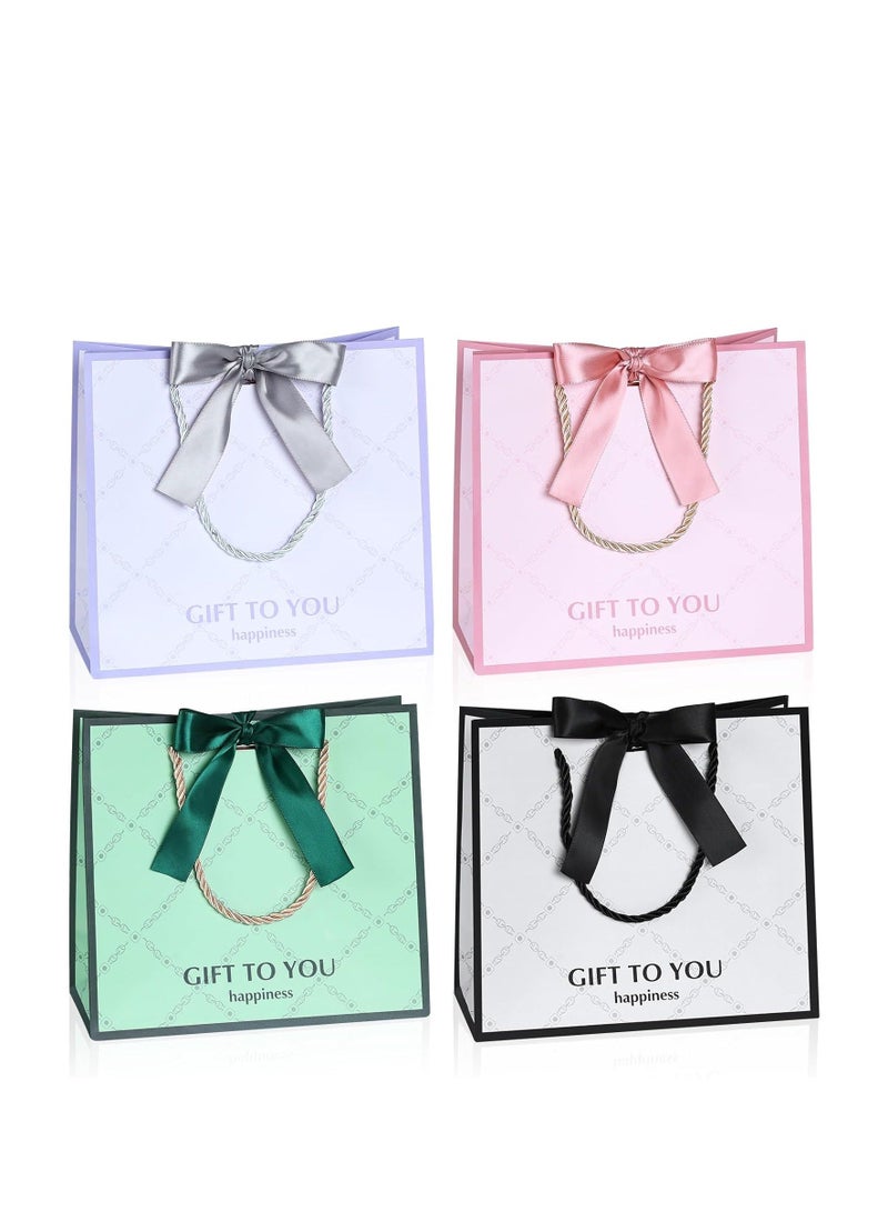 أكياس هدايا مع شريط قوس 4 قطع أكياس هدايا ورقية متوسطة مع مقبض للنساء والفتيات عيد الميلاد وصيفات العروس عيد الحب حفلة الزفاف - Image 1
