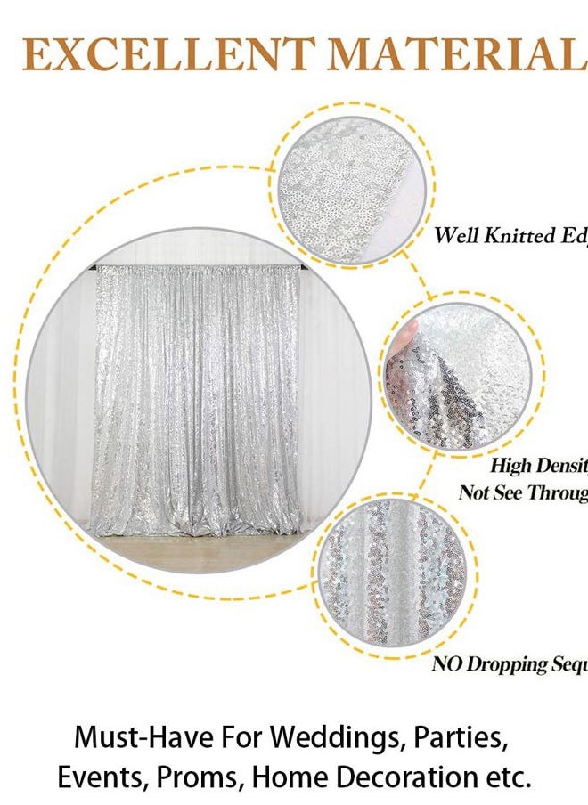ShinyBeauty 8FTx10FT Silver Sequin Backdrop | Wedding & Birthday Party Photo Background | Glitter Curtains for Photography | Sparkly Shimmer Backdrop | Durable & Elegant Background  - Image 3