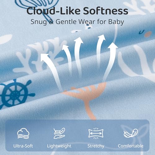 FIEMOL Baby Sleep Sack 6-12 Months, 0.5 TOG Wearable Blanket for Baby Boy and Girl, 2-Way Zipper Newborn and Infant Sleeping Bag 2 Pack, Lightweight Sleep Sacks Blue Whale（Medium） - Image 3