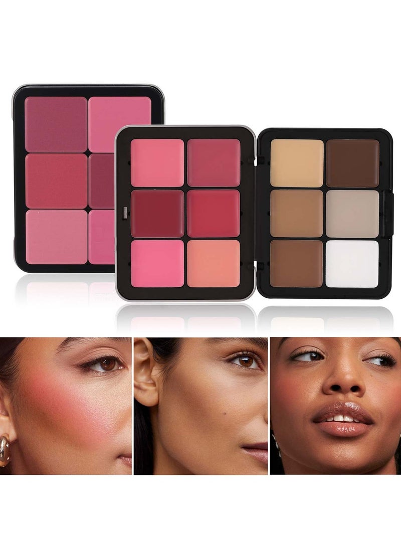 Huitich 12-Color Blush Palette Matte, Contour & Cream Blush - Image 1