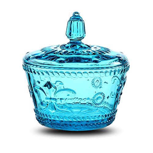 MASSJOY European Retro Nostalgic Three-Dimensional Relief Color Glass Jar Candy Jar Seasoning Jar With Lid - Image 1