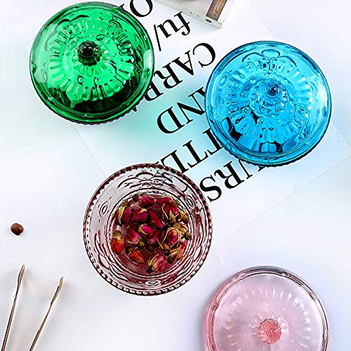 MASSJOY European Retro Nostalgic Three-Dimensional Relief Color Glass Jar Candy Jar Seasoning Jar With Lid - Image 4
