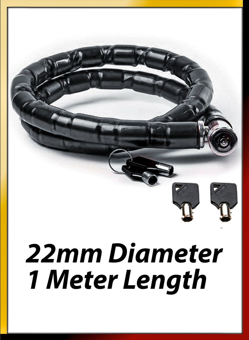 دي بلو قفل سلسلة مدرعة مضاد للسرقة للدراجة، كابل فولاذي شديد التحمل بطول 1 متر مع قفل كاميرا أنبوبي نادر، حماية عالية المستوى ضد السرقة للدراجات النارية والدراجات البخارية الكهربائية - Image 3