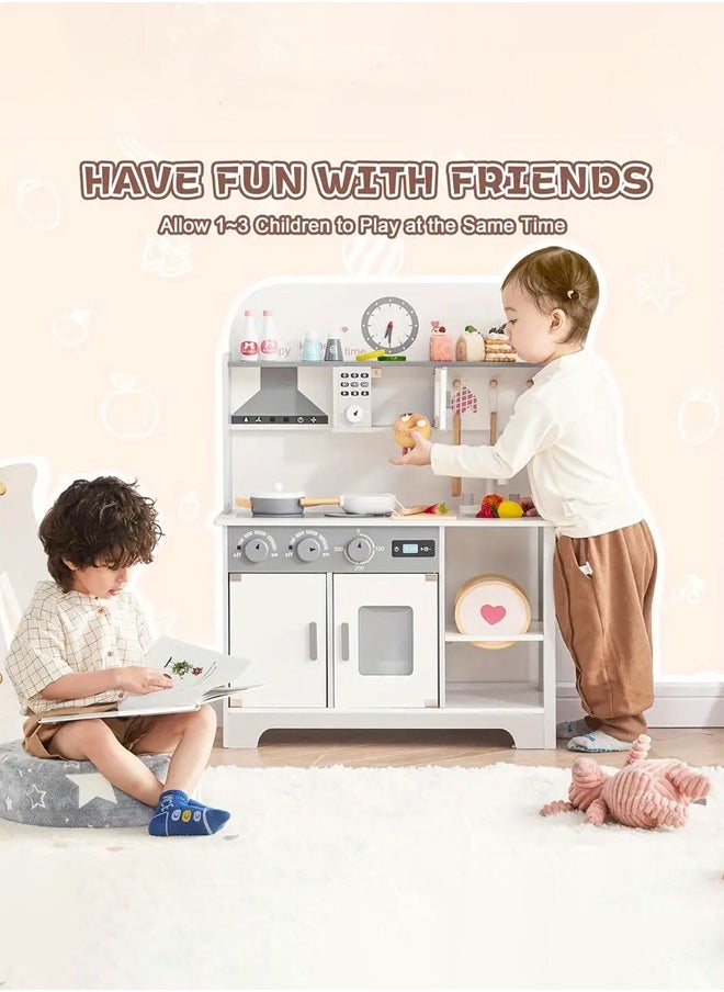 Fitness World - Wooden kitchen toy set for kids with realistic lights and sounds and play pots and pans - Image 1