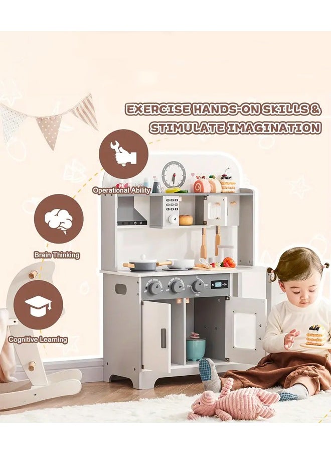 Fitness World - Wooden kitchen toy set for kids with realistic lights and sounds and play pots and pans - Image 1