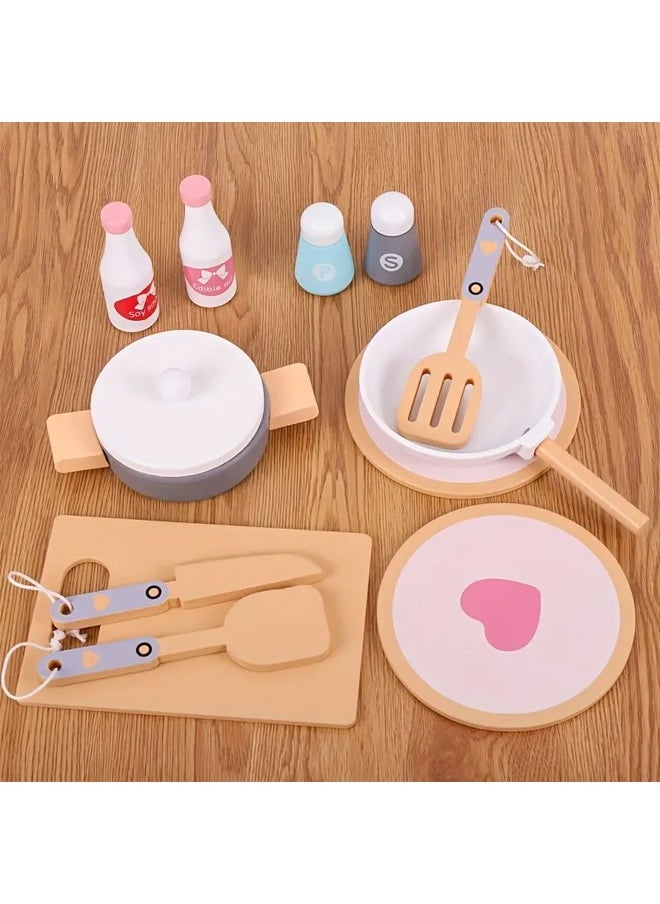 Fitness World - Wooden kitchen toy set for kids with realistic lights and sounds and play pots and pans - Image 1