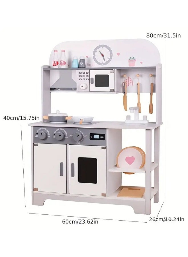 Fitness World - Wooden kitchen toy set for kids with realistic lights and sounds and play pots and pans - Image 1
