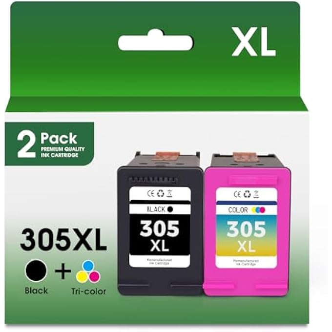 305XL INK CARTRIDGES REPLACEMENT FOR HP 305 INK CARTRIDGE BLACK AND COLOUR FOR HP DESKJET 2810E 2800E 2700 2710E 2720E 2721E 4120E PLUS 4100 4120 ENVY 6000 6020E 6032E 6032 (1 BLACK + 1 COLOR) - Image 1