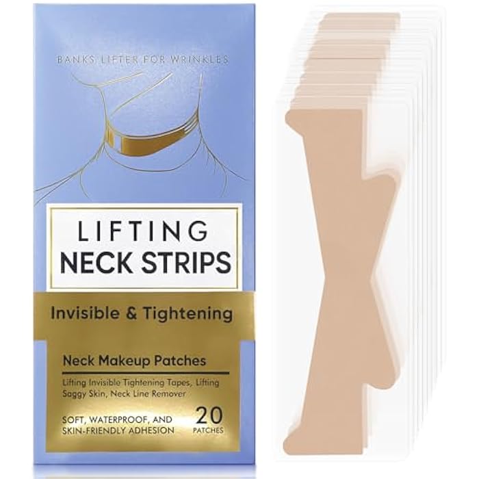 SKYMORE 20 Pcs Neck Tape Lifting Invisible, Reusable & High Elastic Face Lifting Patches, Invisible Ultra-Thin for Lifting Sagging Neck Skin, Improve Neck Lines & Wrinkles - Image 1