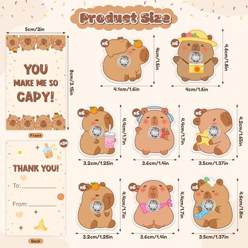 ANGOLIO Capybara Party Favor Fidget Spinner 24 Sets Spring Easter Gifts Animlas Mini Fidget Spinner with Cards Stress Relief Sensory Toys for Teens Adults ADHD Autism Classroom Prizes Goodie Bags - Image 5