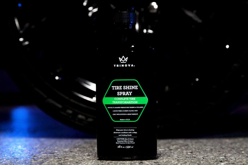 Trinova 33511 Tire Shine Spray No Wipe - Automotive Clear Coat Dressing for Wet & Slick Finish - Keeps Tires Black - with Rubber Protector - Prevents Fading & Yellowing - 18 OZ - Image 5