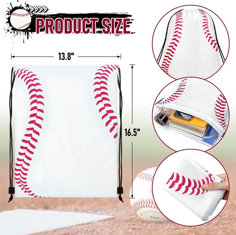 Grneric 14 Pcs Drawstring Bags Softball Baseball Basketball Football Goodie Favor Bags Cinch Bag Sackpack for Sports Teams (Baseball) - Image 2