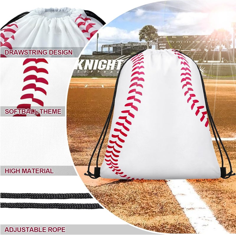 Grneric 14 Pcs Drawstring Bags Softball Baseball Basketball Football Goodie Favor Bags Cinch Bag Sackpack for Sports Teams (Baseball) - Image 3