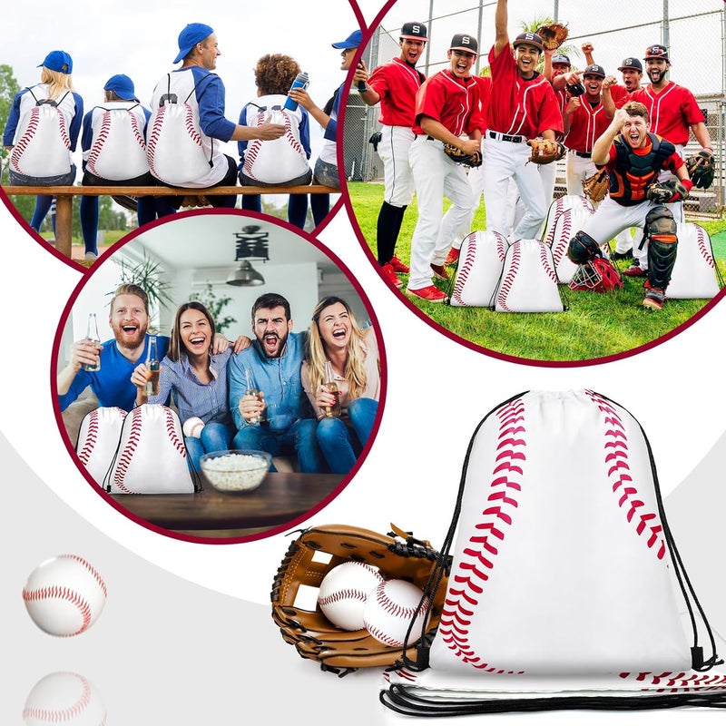 Grneric 14 Pcs Drawstring Bags Softball Baseball Basketball Football Goodie Favor Bags Cinch Bag Sackpack for Sports Teams (Baseball) - Image 5