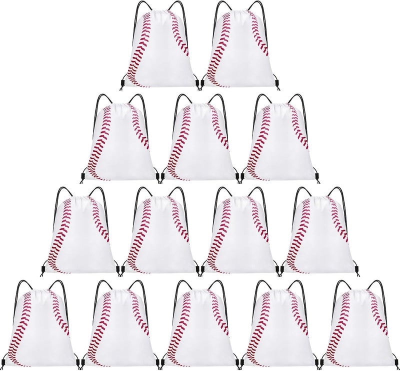 Grneric 14 Pcs Drawstring Bags Softball Baseball Basketball Football Goodie Favor Bags Cinch Bag Sackpack for Sports Teams (Baseball) - Image 1