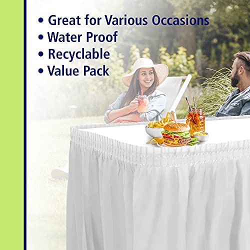 Party Dimensions Plastic Table Skirt, 29-Inches by 14-Feet - White - 6 Pack - Image 4