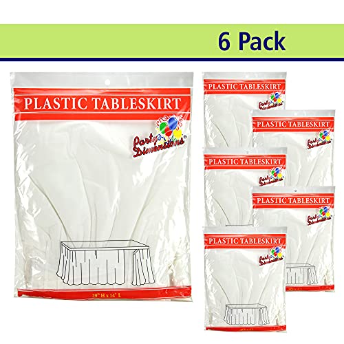 Party Dimensions Plastic Table Skirt, 29-Inches by 14-Feet - White - 6 Pack - Image 2