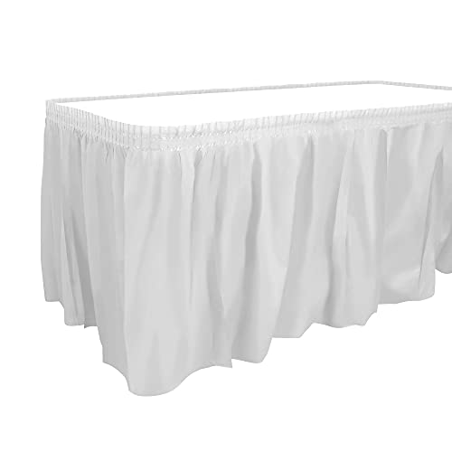 Party Dimensions Plastic Table Skirt, 29-Inches by 14-Feet - White - 6 Pack - Image 1