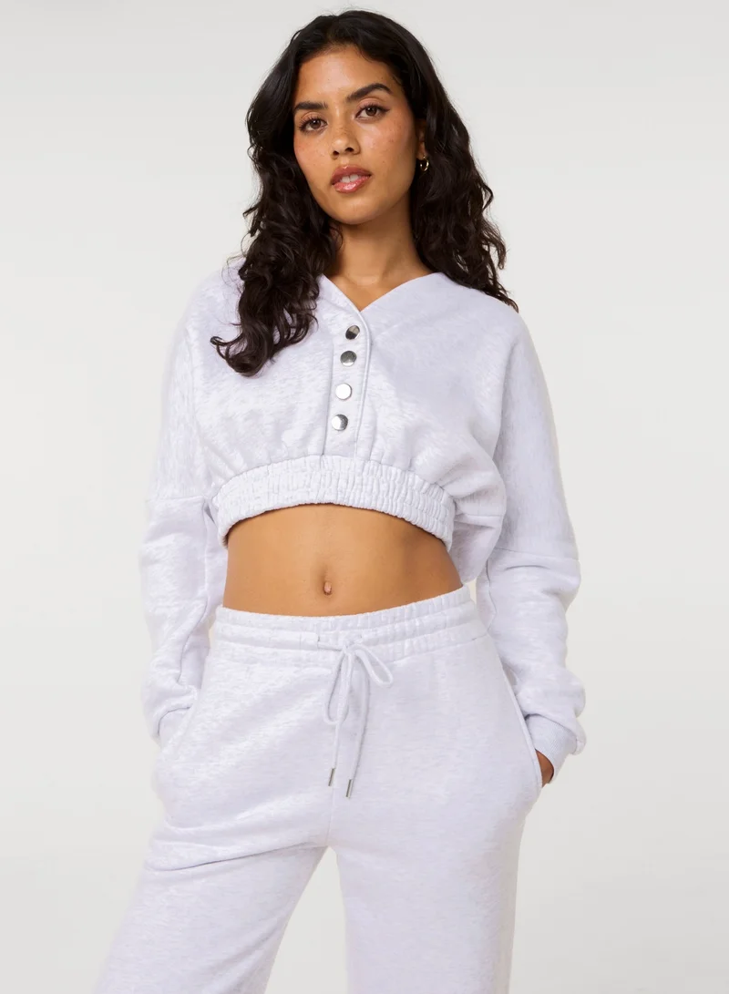 بينك فانيلا Fleece Lined Cropped Hoodie