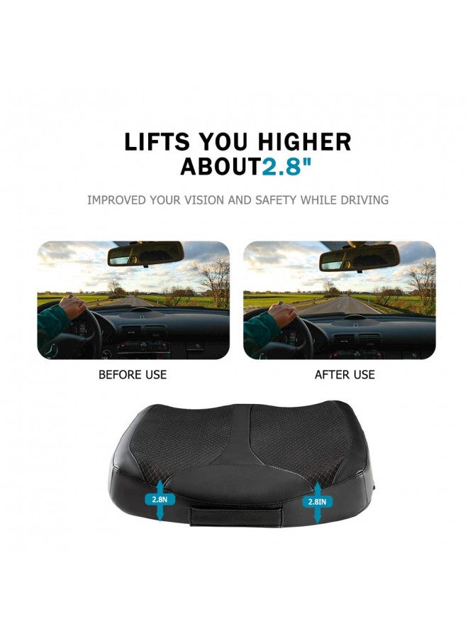 QYILAY QYILAY Car Memory Foam Heightening Front Seat Cushion for Short People Driving, Hip(Coccyx/Tailbone) and Lower Back Pain Relief Butt Pillows, Adult Booster Seat for Car. (Black) - Image 1