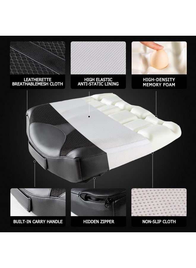QYILAY QYILAY Car Memory Foam Heightening Front Seat Cushion for Short People Driving, Hip(Coccyx/Tailbone) and Lower Back Pain Relief Butt Pillows, Adult Booster Seat for Car. (Black) - Image 4