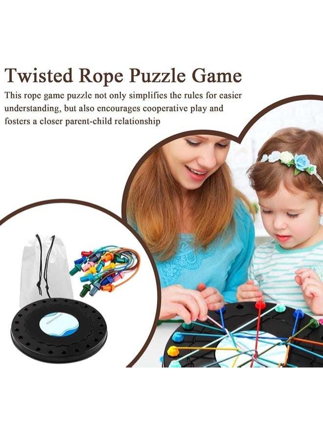 Rope Untying Challenge Twisted Rope Knots Untangle Stack Puzzle Brainy Knots Rope Untangling Table Puzzle Twist Rope Board Game Brain Teaser Fine Motor Skills Toys String Solution Central Lacing - Image 5