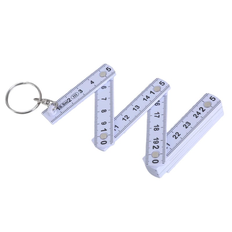 Yellow Multifunction Folding Ruler Keychain 10 Fold Portable Travel Student Professional - Image 4